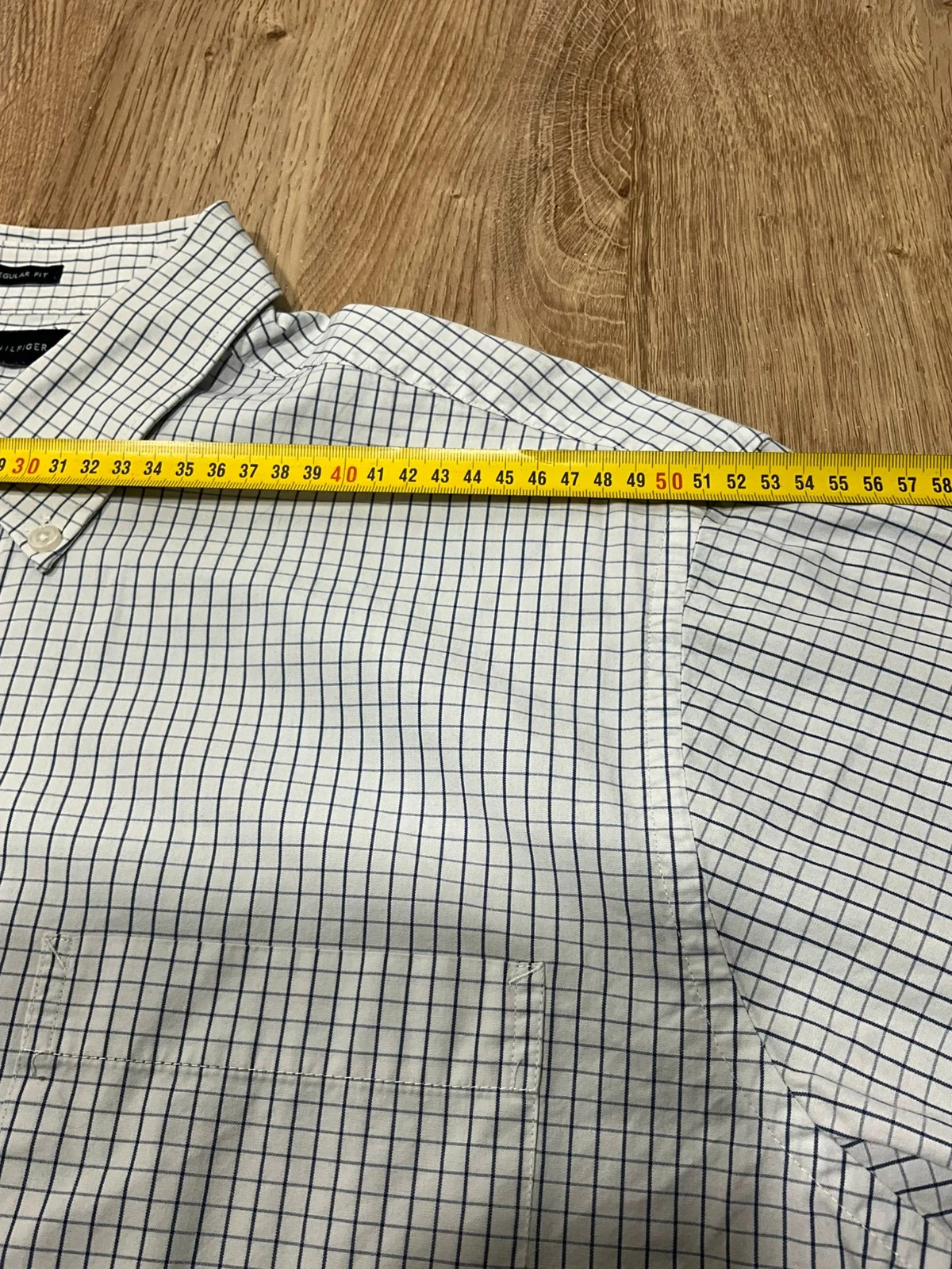 Chemise Tommy Hilfiger Regular Fit XL Chic 100% Coton Carreaux Blanc Bleu Marine – photo 11